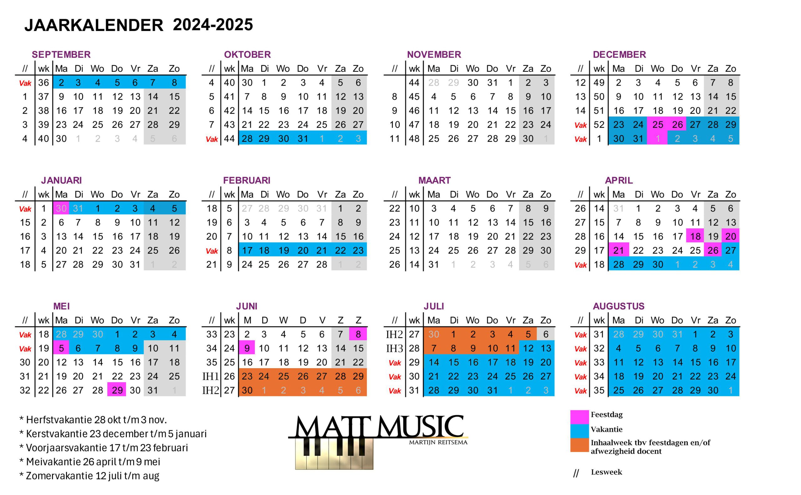 Jaarkalender Matt Music.